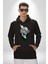 Dondurma Gözlüklü Kurukafa Dil Çıkarmış Kadın Erkek Baskılı Üç Iplik Siyah Kapüşonlu Hodie Sweatshirt 5