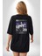 At Binme Sokak Tarzı Tasarım Kadın Erkek Ön Minimal Sırt Baskılı Siyah Pamuklu Tişört 2
