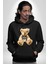 Atletli Sporcu Tatlı Oyuncak Ayı Kadın Erkek Baskılı Üç Iplik Siyah Kapüşonlu Hodie Sweatshirt 1