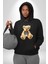 Atletli Sporcu Tatlı Oyuncak Ayı Kadın Erkek Baskılı Üç Iplik Siyah Kapüşonlu Hodie Sweatshirt 2