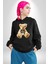 Atletli Sporcu Tatlı Oyuncak Ayı Kadın Erkek Baskılı Üç Iplik Siyah Kapüşonlu Hodie Sweatshirt 4