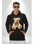 Atletli Sporcu Tatlı Oyuncak Ayı Kadın Erkek Baskılı Üç Iplik Siyah Kapüşonlu Hodie Sweatshirt 5