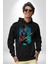 Gitarist Kurukafa Şapkalı Havalı Kadın Erkek Baskılı Üç Iplik Siyah Kapüşonlu Hodie Sweatshirt 2