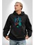 Gitarist Kurukafa Şapkalı Havalı Kadın Erkek Baskılı Üç Iplik Siyah Kapüşonlu Hodie Sweatshirt 4