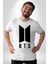 Bts Kore Müzik Grubu Logo Kadın Erkek Ön Baskılı Beyaz Pamuklu Tişört Penye Klasik 5