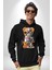 Terminatör Oyuncak Ayı Kadın Erkek Baskılı Üç Iplik Siyah Kapüşonlu Hodie Sweatshirt 3