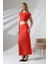 Kadın Kızılcık Sırt Dekolteli Uzun Etek Takım MSC498 3