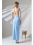 Kadın Mavi Sırt Dekolteli Uzun Etek Takım MSC498 2