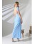 Kadın Mavi Sırt Dekolteli Uzun Etek Takım MSC498 4