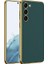 Samsung Galaxy S23 Kılıf Deri Görünümlü Kenarları Elektroplating Kaplama Ardx Fizyon Kapak-Koyu Yeşil 1