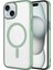 Apple iPhone 15 Kılıf Wireless Şarj Özellikli Sert Pc Ardx Mat Riksos Magsafe Kapak-Yeşil 1