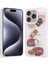 Apple iPhone 15 Pro Kılıf Parlayan Sıvılı Simli Kabartma Figürlü Ardx Cevze Kapak-Beyaz 1