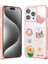 Apple iPhone 15 Pro Max Kılıf Parlayan Sıvılı Simli Kabartma Figürlü Ardx Cevze Kapak-Pembe 1