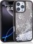 Apple iPhone 16 Pro Max Uyumlu Kılıf Sıvılı Simli Kelebek Baskılı Şeffaf Arka Yüzey Ardx Glis Silikon Kapa 1