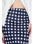 Lacivert Puantiye Desen Saten Midi Etek 9416 4