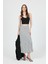Beyaz Puantiye Desen Saten Midi Etek 9416 1