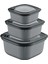 3'lü Microline Saklama Kabı Seti (600-1100-1800 Ml) - Hava Tahliye Kapağı ile Mikrodalgada Kapağı Kapalı Isıtma, Vakumlu, Sızdırmaz, Bpa Free, Silikon Kapaklı, Gıdaları Güvenle Saklayın (Antrasit) 1