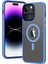 Apple iPhone 13 Pro Max Kılıf Wireless Şarj Özellikli Ardx Hibrit Magsafe Kapak-Mavi Açık 1