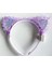 Kenarları Dantelli Mor Pullu Payetli LED Işıklı Kedi Kulak Taç 17 x 19 cm 2