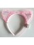 Kenarları Dantelli Pembe Pullu Payetli LED Işıklı Kedi Kulak Taç 17 x 19 cm 2