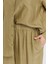 Kadın Haki Bol Paça Dokuma Pantolon 4