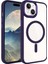 Apple iPhone 15 Plus Uyumlu Wireless Şarj Özellikli Akav Krom Magsafe Silikon Kapak-Derin Mor 1
