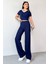 TKM-13264 Siyah Gömlek Detay Crop Bluz Yüksek Bel Pantolon Ikili Takım 4