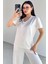 TKM-13261 Füme V Yaka Tişört Yüksek Bel Salaş Pantolon Ikili Takım 4