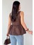 BLZ-06284 Kahverengi Askılı Astarlı Balon Bluz 4