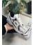 Günlük Kadın Beyaz Siyah Sneaker Kaymaz Yüksek Taban Desenli Triko Bağcıklı Koşu Spor Ayakkabı 530 1