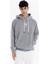 Kapüşonlu Baskı Detaylı Kadife Erkek Sweatshirt 1