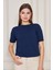 Kadın Bisiklet Yaka Kısa Kollu Triko Bluz Basic Bluz 25222 2