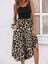 Kadın Askılı Yuvarlak Yaka Üst Viskon Alt Leopar Desenli Süprem Uzun Elbise 5