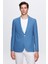 Slim Fit Mavi Armürlü Uçan Blazer Kumaş Ceket 1