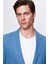 Slim Fit Mavi Armürlü Uçan Blazer Kumaş Ceket 3