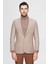 Ds Damat Regular Fit Bej Armürlü Çift Yırtmaçlı Yünlü Blazer Kumaş Ceket 1