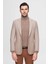 Ds Damat Regular Fit Bej Armürlü Çift Yırtmaçlı Yünlü Blazer Kumaş Ceket 2