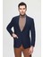 Ds Damat Regular Fit Lacivert Armürlü Çift Yırtmaçlı Yünlü Blazer Kumaş Ceket 1