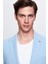 Slim Fit Koyu Mavi Armürlü Uçan Blazer Kumaş Ceket 3
