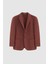 Ds Damat Regular Fit Kiremit Armürlü Çift Yırtmaçlı Yünlü Blazer Kumaş Ceket 1