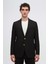 Slim Fit Siyah Armürlü Kumaş Ceket 1