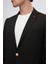 Slim Fit Siyah Armürlü Kumaş Ceket 3