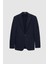 Slim Fit Lacivert Armürlü Uçan Blazer Kumaş Ceket 5