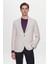 Slim Fit Bej Armürlü Uçan Blazer Kumaş Ceket 1