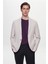 Slim Fit Bej Armürlü Uçan Blazer Kumaş Ceket 2