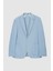 Slim Fit Koyu Mavi Armürlü Uçan Blazer Kumaş Ceket 5