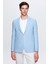 Slim Fit Koyu Mavi Armürlü Uçan Blazer Kumaş Ceket 1