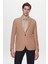 Slim Fit Kahverengi Armürlü Uçan Blazer Kumaş Ceket 1