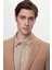Slim Fit Kahverengi Armürlü Uçan Blazer Kumaş Ceket 3