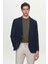 Slim Fit Lacivert Armürlü Kumaş Ceket 2